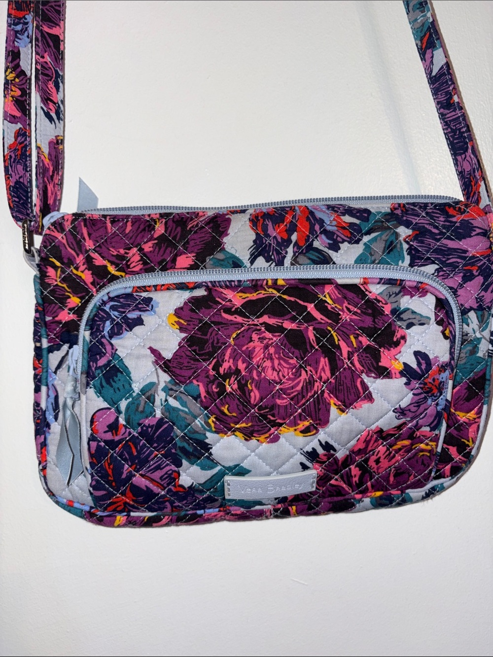 Vera Bradley Floral Quilted Crossbody in Purple, Pink & Teal
